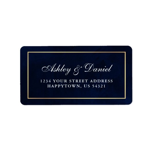 Elegant modern Waterverf Blue Gold Wedding Etiket (Voorkant)
