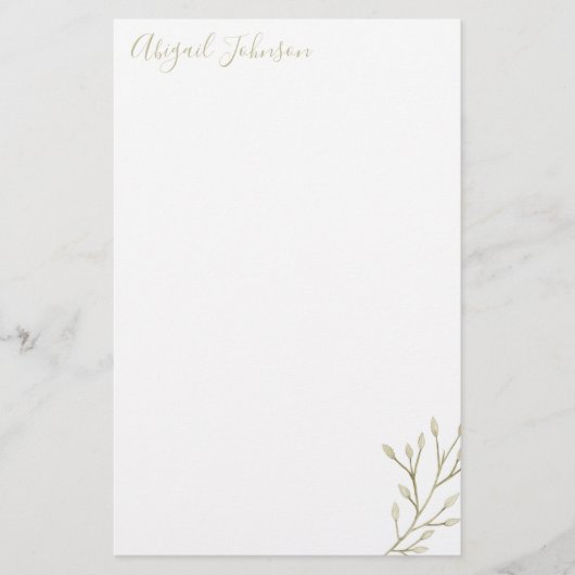 Elegant Modern Waterverf Greenery Stationery (Voorkant)
