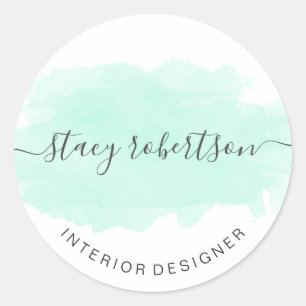 Elegant modern waterverf interieurontwerper ronde sticker