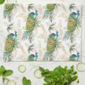 Elegant modern Waterverf Peacock Floral Pattern Theedoek (Gevouwen)