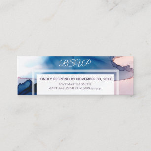 *~* Elegant Modern Waterverf Wedding RSVP Mini Visitekaartje