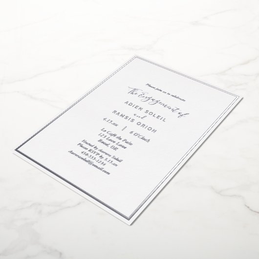 Elegant modern Weddenschap Party Silver Folie Uitnodiging (Gedraaid)