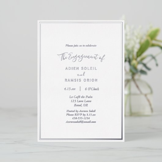 Elegant modern Weddenschap Party Silver Folie Uitnodiging (Staand Voorkant)