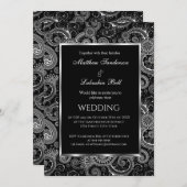 Elegant Modern Wedding Black White Uitnodiging (Voorkant / Achterkant)