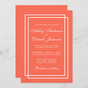 Elegant Modern Wedding Coral White Kaart