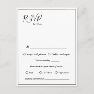 Elegant Modern Wedding Dietary Restrictions RSVP Informatiekaartje
