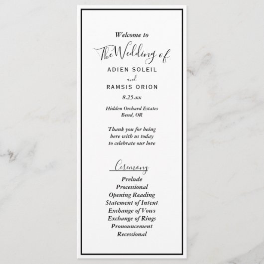 Elegant Modern Wedding Flat Program Programma (Voorkant)
