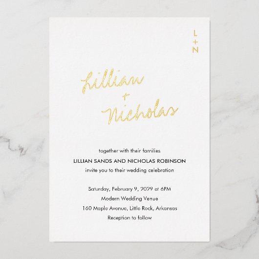 Elegant Modern Wedding Folie Uitnodiging (Voorkant)