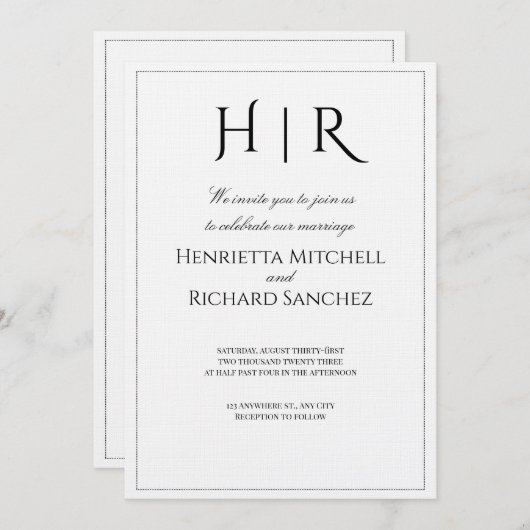 Elegant Modern Wedding Invitation | Timeless (Devant / Derrière)