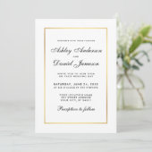 Elegant Modern Wedding Invite - Black White Foto Kaart (Staand voorkant)