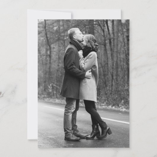 Elegant Modern Wedding Invite - Black White Foto Kaart (Achterkant)