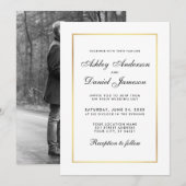 Elegant Modern Wedding Invite - Black White Foto Kaart (Voorkant / Achterkant)