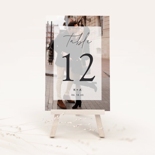 Elegant Modern Wedding Photo Initialen & Date Kaart