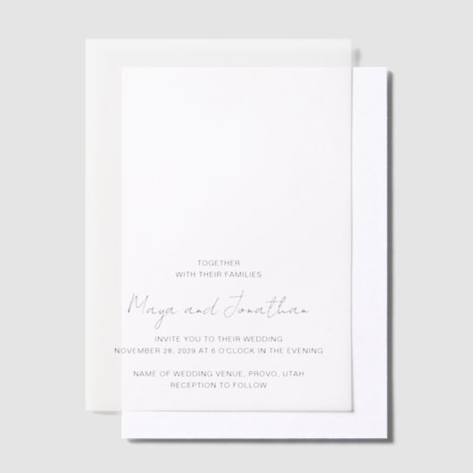 Elegant Modern Wedding Vellum Uitnodigingen (Offset)