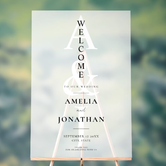 Elegant Modern Wedding Welkom Acryl Bord (Neutraal)