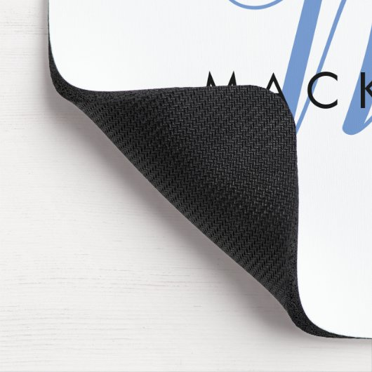 Elegant modern White Blue Script Monogram Muismat (Hoek)