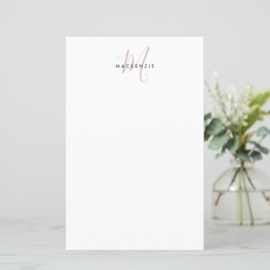Elegant modern White Blush Pink Script Monogram (Staand voorkant)
