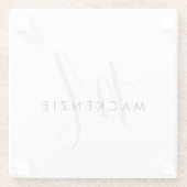 Elegant modern White Blush Pink Script Monogram Glazen Onderzetter (Achterkant)