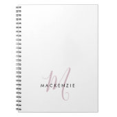 Elegant modern White Blush Pink Script Monogram Notitieboek (Voorkant)