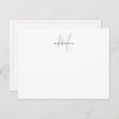 Elegant modern White Blush Pink Script Monogram Notitiekaartje (Voorkant / Achterkant)