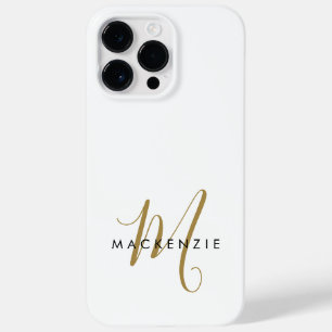 Elegant modern White Gold Script Monogram Case-Mate iPhone 14 Pro Max Hoesje