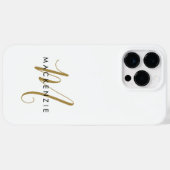 Elegant modern White Gold Script Monogram Case-Mate iPhone Case (Achterkant (horizontaal))