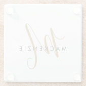Elegant modern White Gold Script Monogram Glazen Onderzetter (Achterkant)