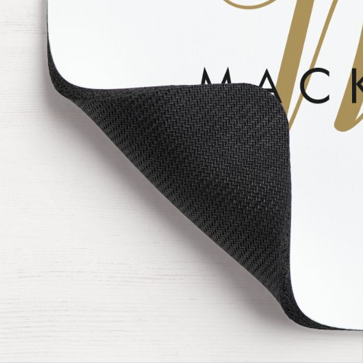 Elegant modern White Gold Script Monogram Muismat (Hoek)