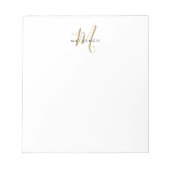 Elegant modern White Gold Script Monogram Notitieblok (Voorkant)