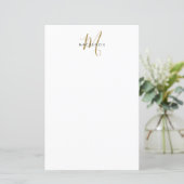 Elegant modern White Gold Script Monogram Paper (Staand voorkant)