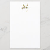 Elegant modern White Gold Script Monogram Paper (Voorkant)