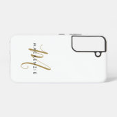 Elegant modern White Gold Script Monogram Samsung Galaxy Hoesje (Achterkant horizontaal)