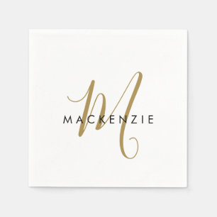 Elegant modern White Gold Script Monogram Servet