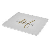 Elegant modern White Gold Script Monogram Snijplank (Hoek)
