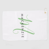 Elegant modern White Green Script Monogram Golfhanddoek (Horizontaal)