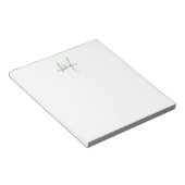 Elegant modern White Green Script Monogram Notitieblok (Schuin)
