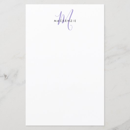 Elegant modern White Lavender Script Monogram (Voorkant)