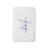 Elegant modern White Lavender Script Monogram Badmat (Voorkant Verticaal)