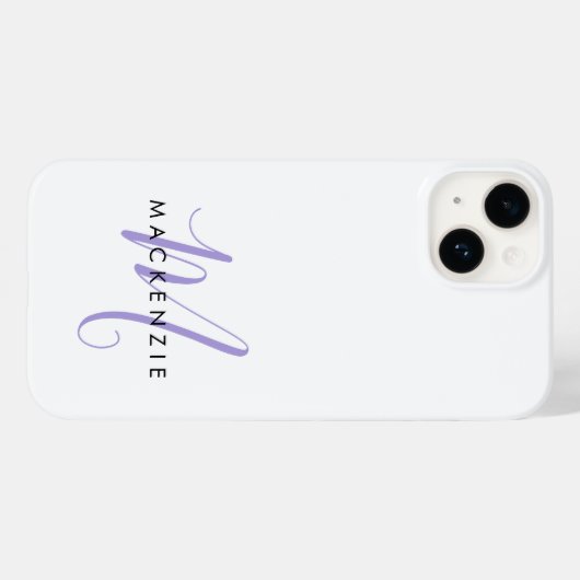Elegant modern White Lavender Script Monogram Case-Mate iPhone Case (Achterkant (horizontaal))