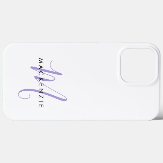 Elegant modern White Lavender Script Monogram Case-Mate iPhone Case (Achterkant (horizontaal))