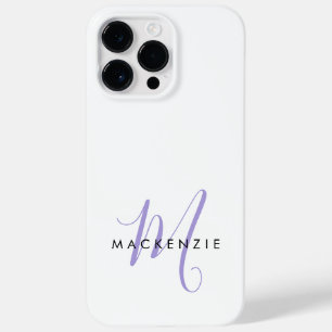 Elegant modern White Lavender Script Monogram Case-Mate iPhone 14 Pro Max Hoesje