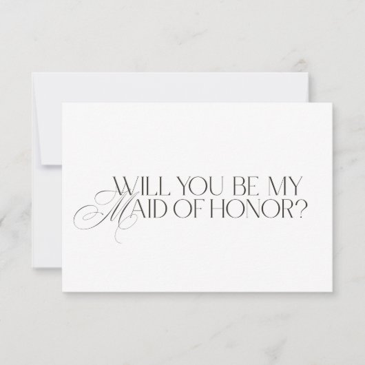 Elegant Modern White Maid of Honor Proposal Card Kaart (Voorkant)