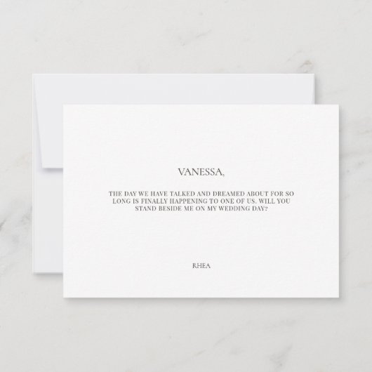 Elegant Modern White Maid of Honor Proposal Card Kaart (Achterkant)