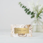Elegant Modern White Marble Gold Visitekaartje (Staand voorkant)