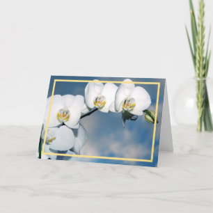 Elegant Modern White Orchids Flowers Golden Lijst Kaart