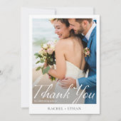 Elegant Modern White Script Photo Wedding Bedankkaart (Voorkant)