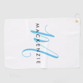 Elegant modern White Sky Blue Script Monogram Golfhanddoek (Horizontaal)