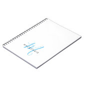 Elegant modern White Sky Blue Script Monogram Notitieboek (Linkerzijde)