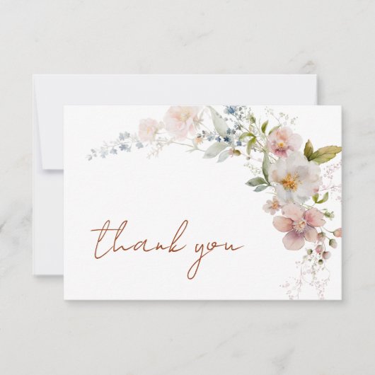 Elegant Modern Wildflower Baby shower Bedankkaart (Voorkant)