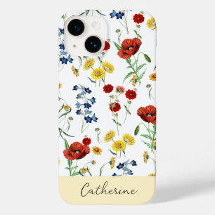Elegant Modern Wildflower Naam op wit Case-Mate iPhone 14 Hoesje